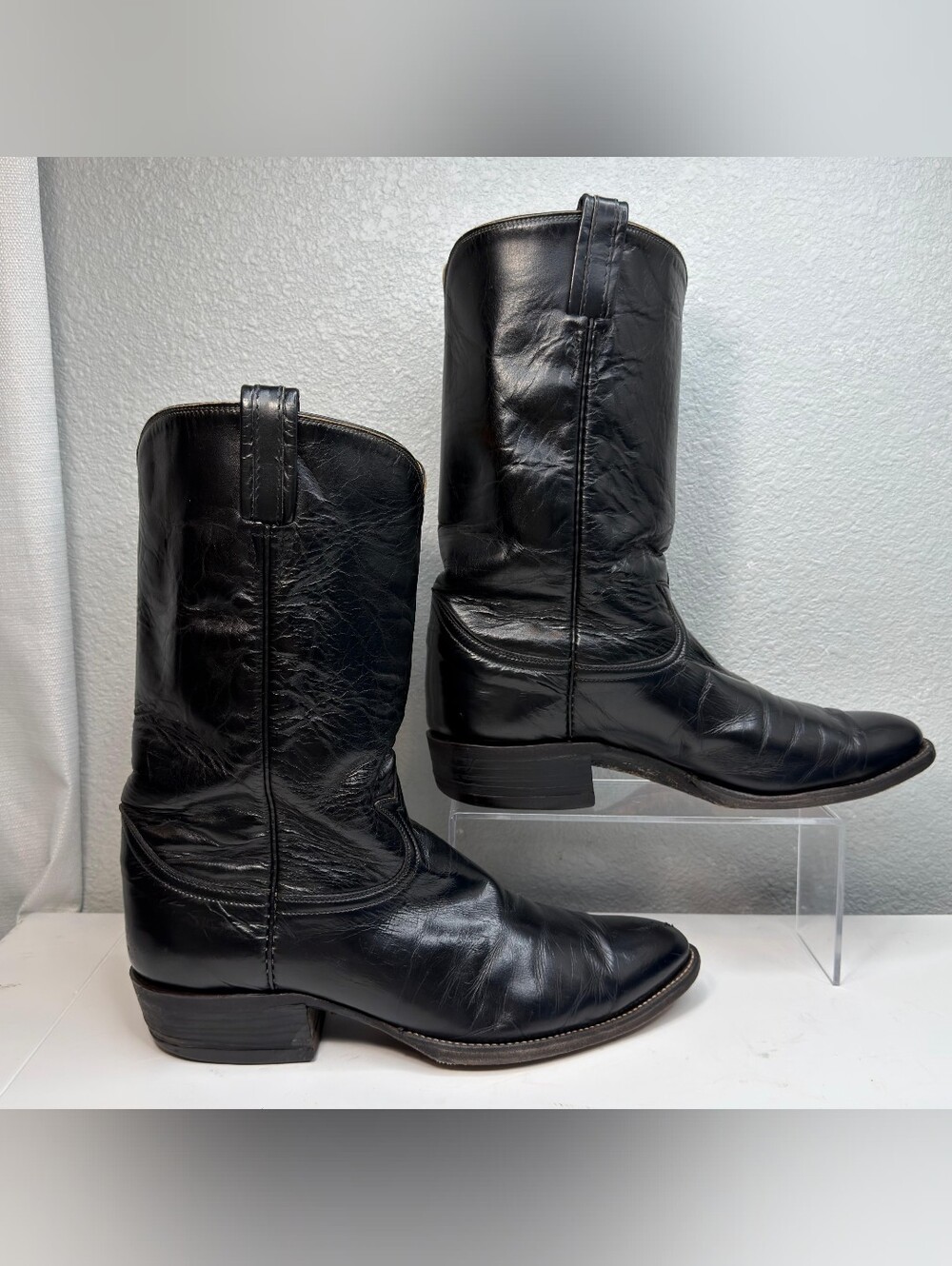 Vintage Tony Lama Gold Label Black Western Cowboy Boots Mens 11 D style 8573